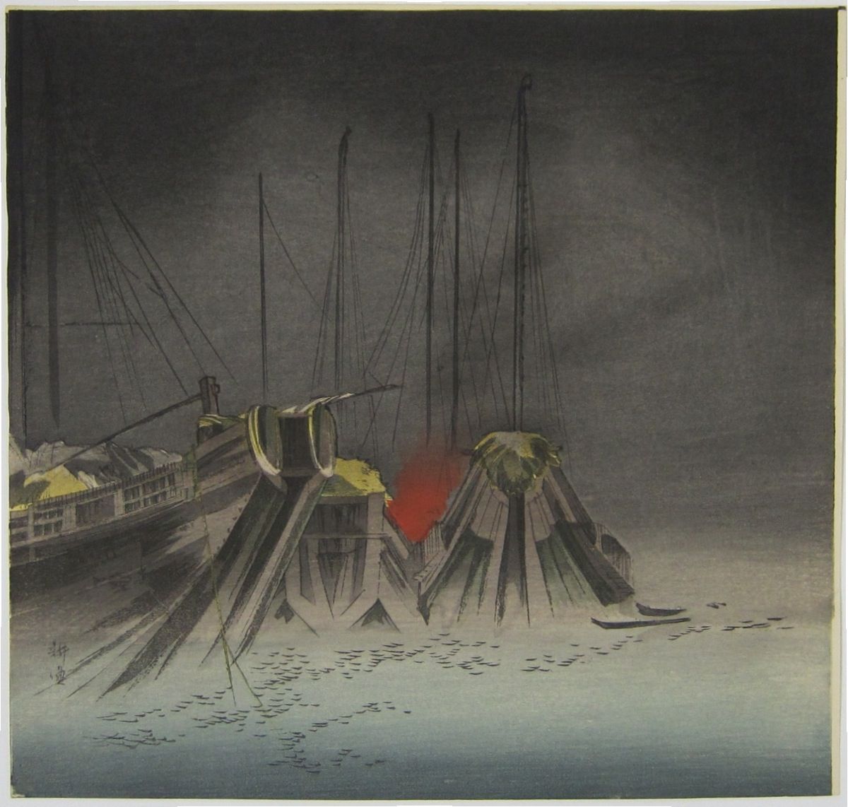 Ships at night. c.1900