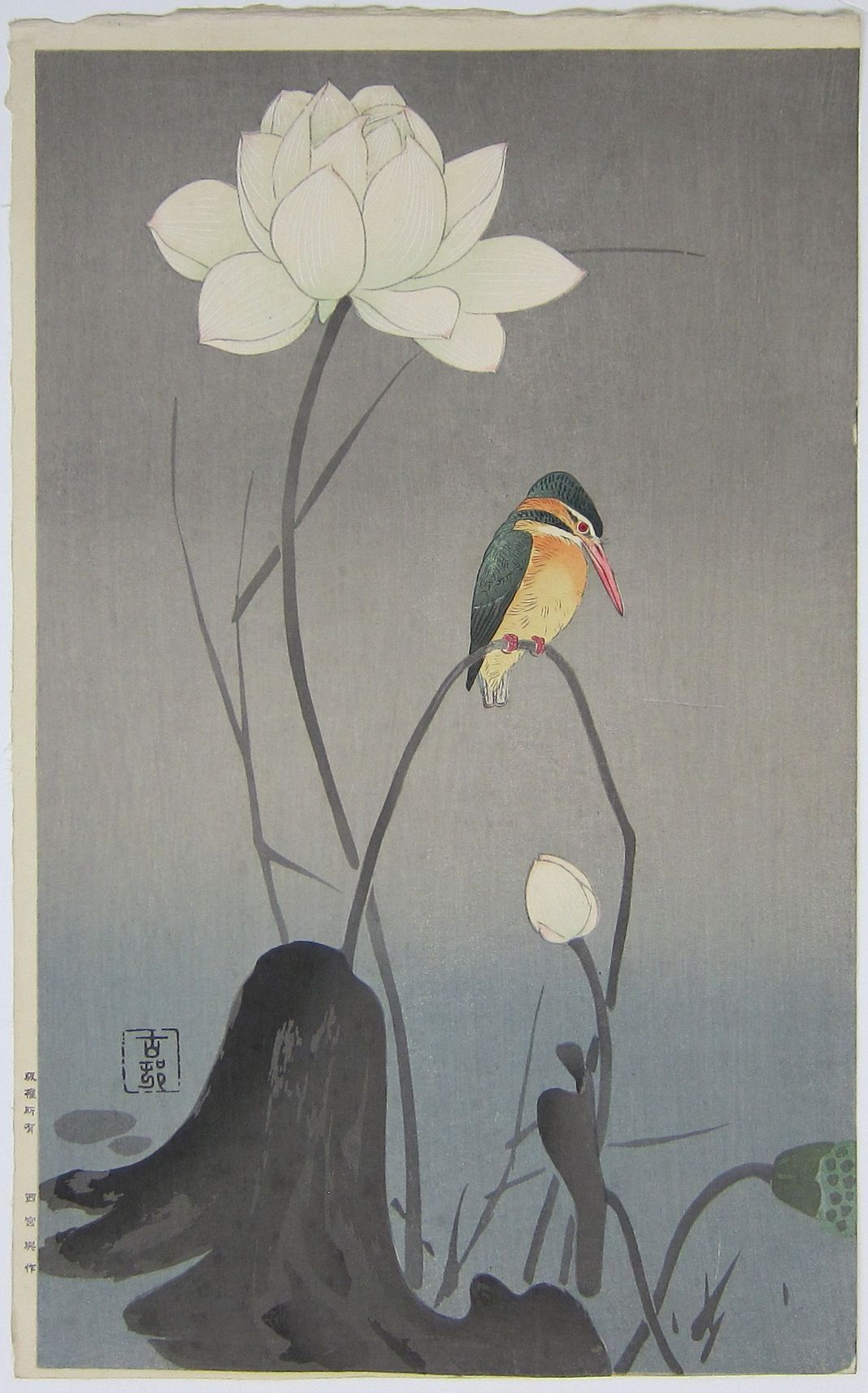 Kingfisher with Lotus Flower.