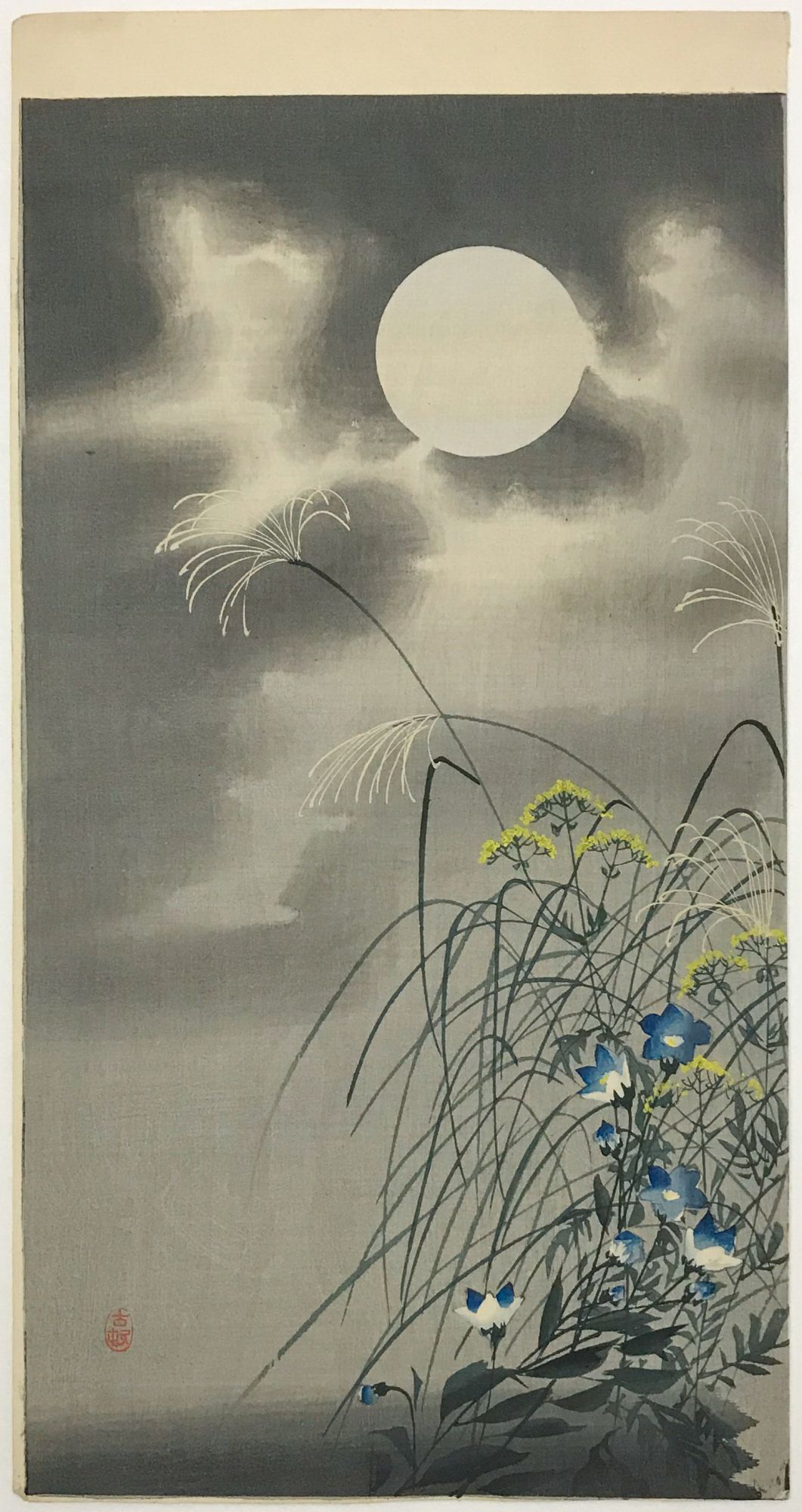 Autumn grasses, flowers and moon.